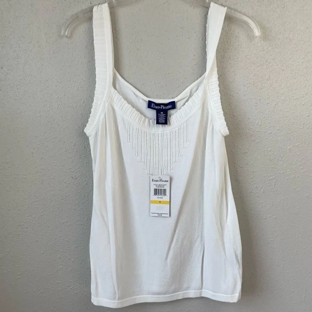 NWT Evan Picone White Tank Sweater Top Size M